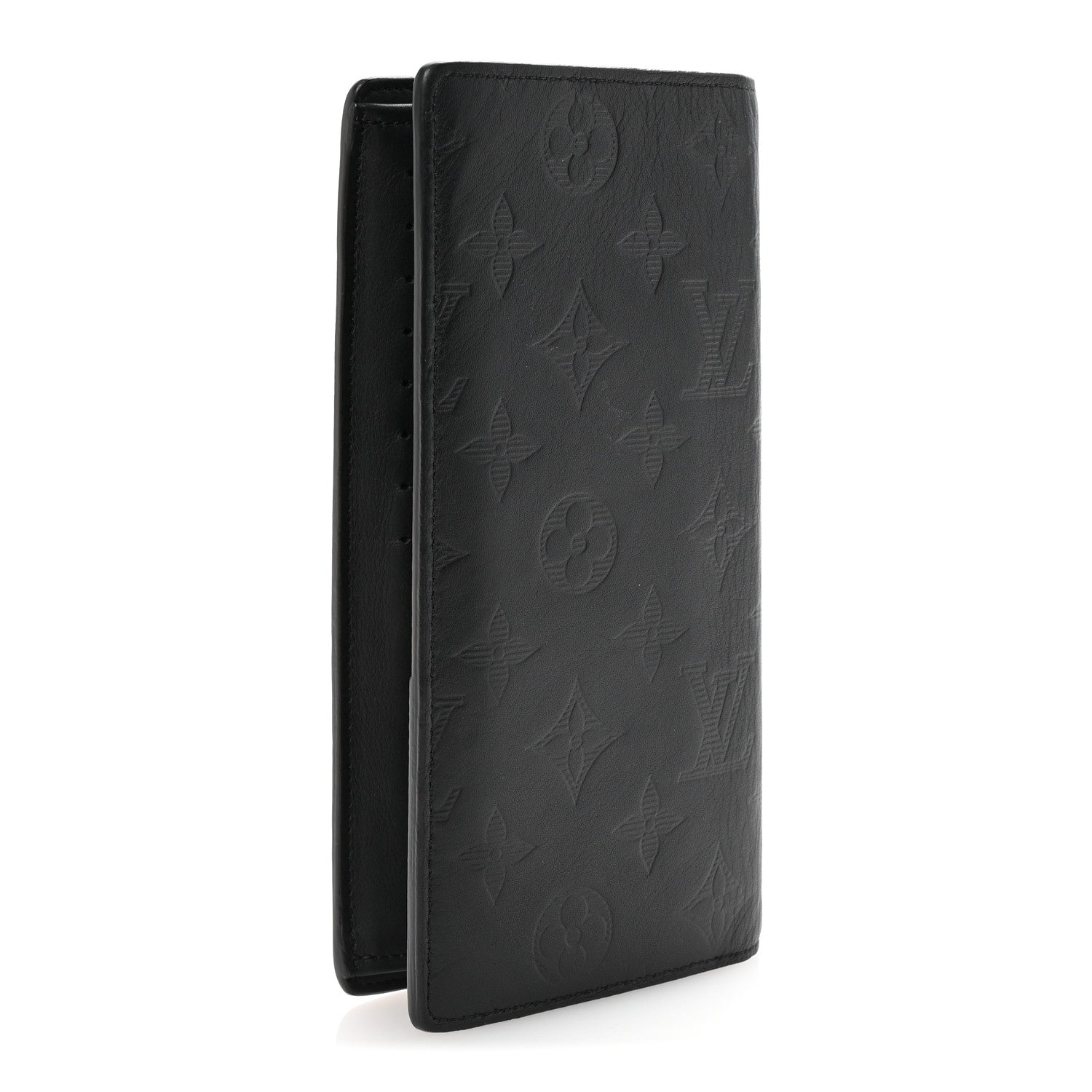 Louis Vuitton Calfskin Monogram Shadow Brazza Wallet Black 3 of 7