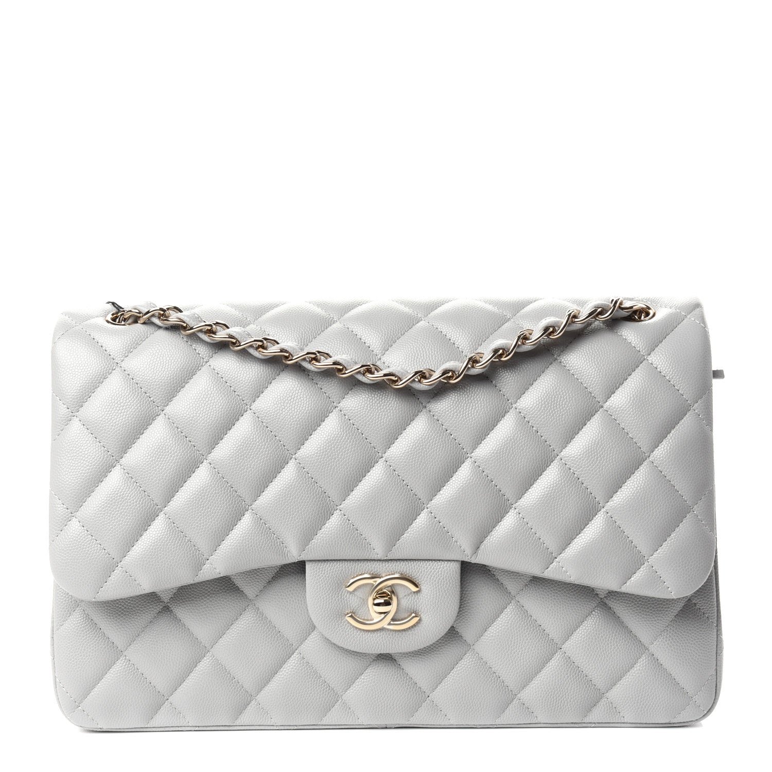 Chanel Caviar Quilted Jumbo Double Flap Grey 1 of 9