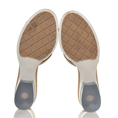 Chanel PVC Lambskin Logo Mules 41 Beige 6 of 8