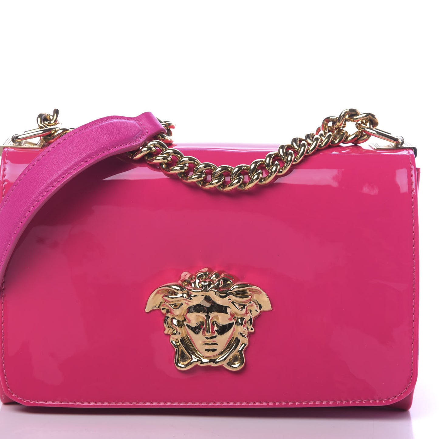 Patent Palazzo Medusa Chain Shoulder Bag Pink
