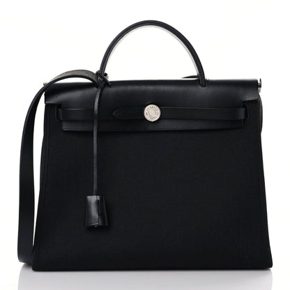 Hermes Military Toile Vache Hunter Herbag Zip PM 31 Black 3 of 12