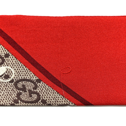 Gucci Silk Twill GG Monogram Gold Horsebity Neck Bow Scarf Flame 8 of 10