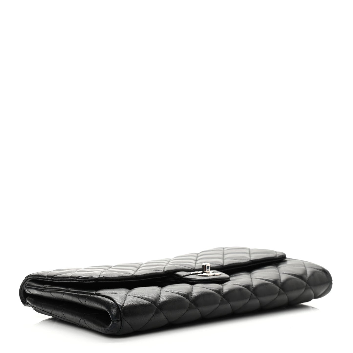 Lambskin Quilted Clutch With Chain Flap Black
