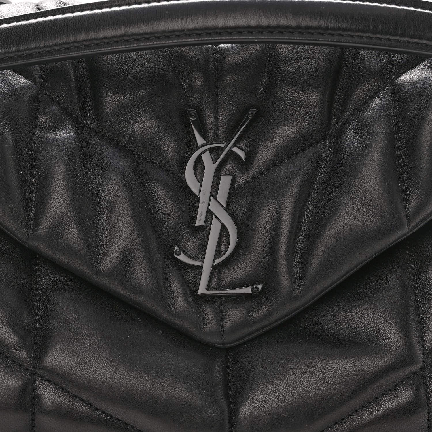 Saint Laurent Lambskin Quilted Monogram Monochrome Small Loulou Puffer Chain Satchel Black 7 of 9