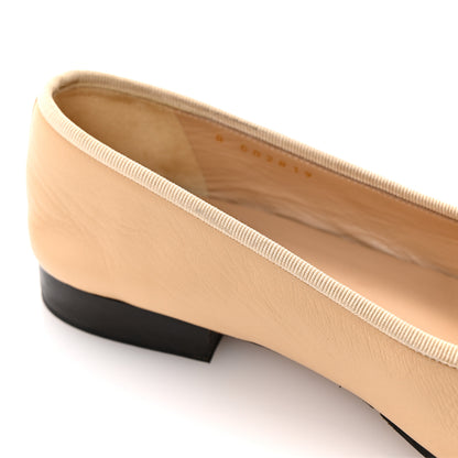 Chanel Lambskin Cap Toe CC Ballerina Flats 35.5 Beige Black 22 of 24