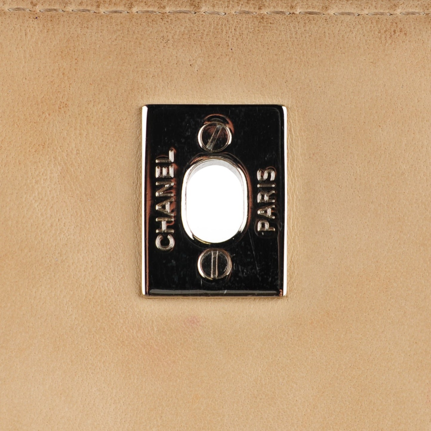 Vinyl Quilted In The Business Flap Bag Beige