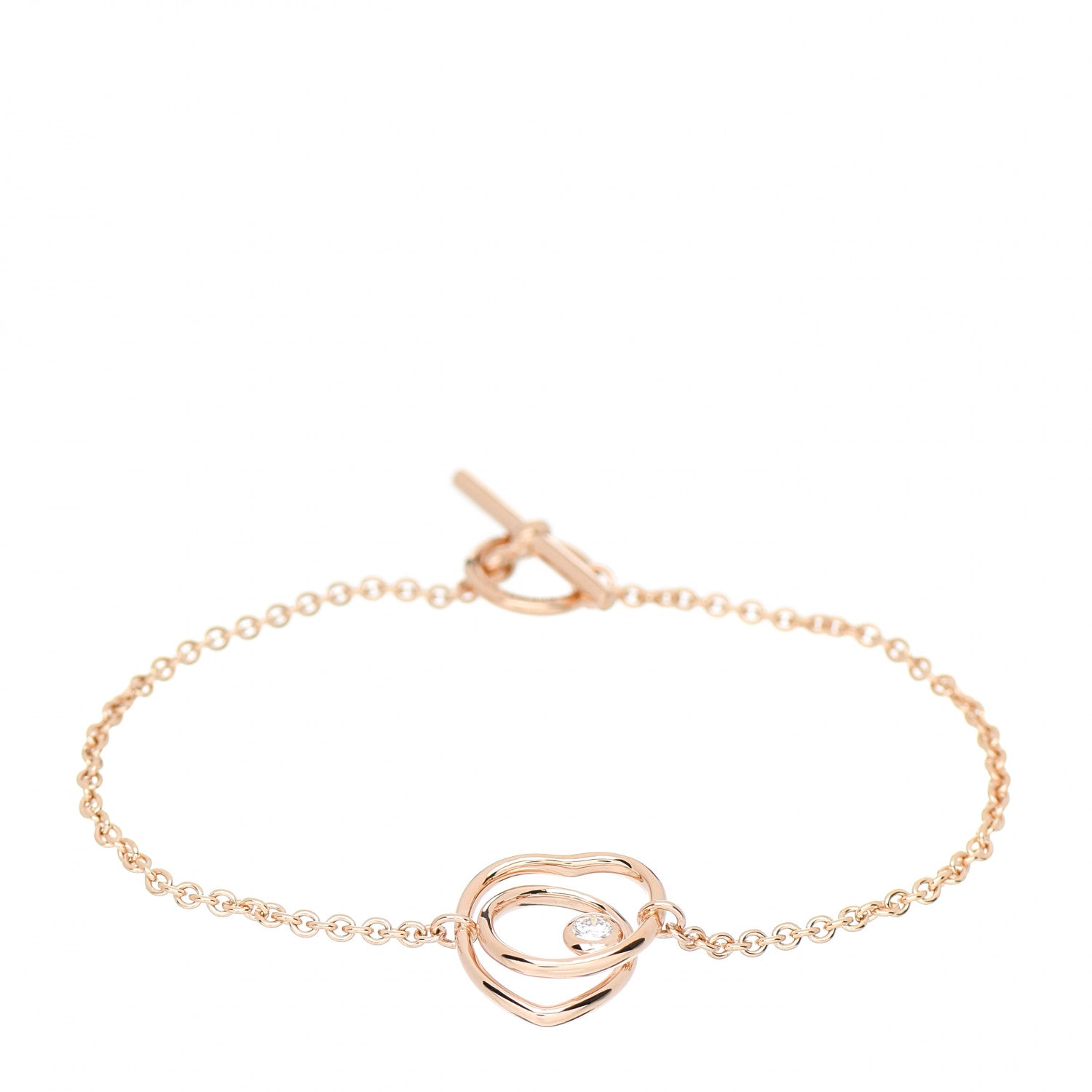 Hermes 18K Rose Gold Diamond TPM Vertige Coeur Bracelet SH 1 of 4