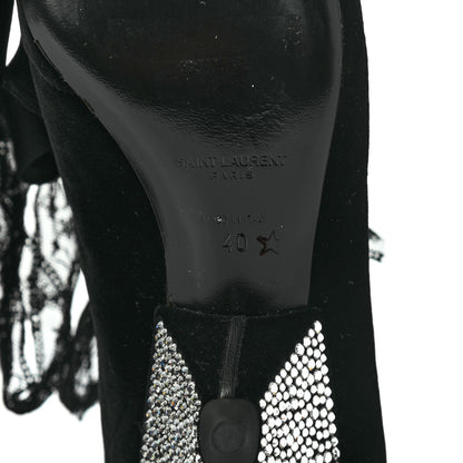 Saint Laurent Velluto Master Crystal Embellished Blaze 45 La Strass Ankle Boots 40 Black 6 of 8