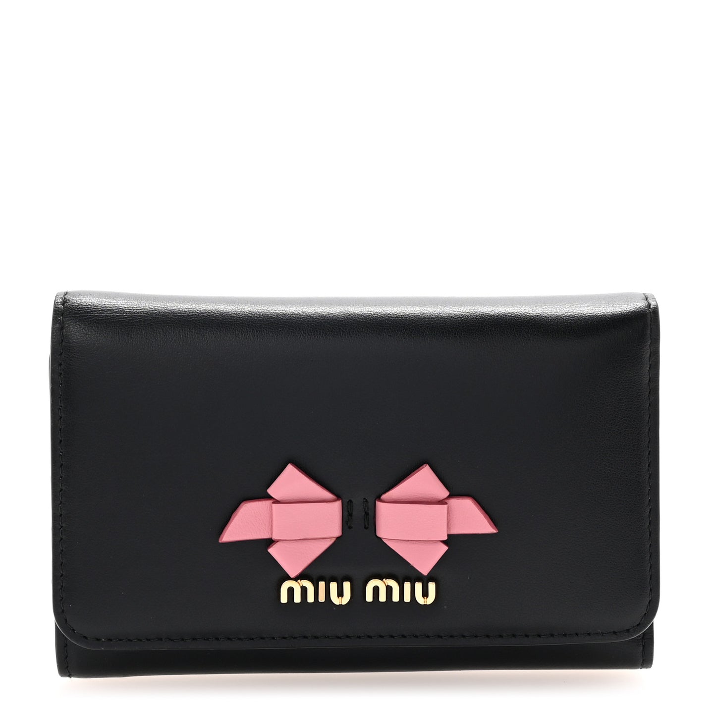 Soft Calf Fiocco Bow Wallet Black Petalo