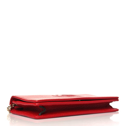 Gucci Pebbled Calfskin Soho Wallet on Chain Tabasco Red 4 of 10