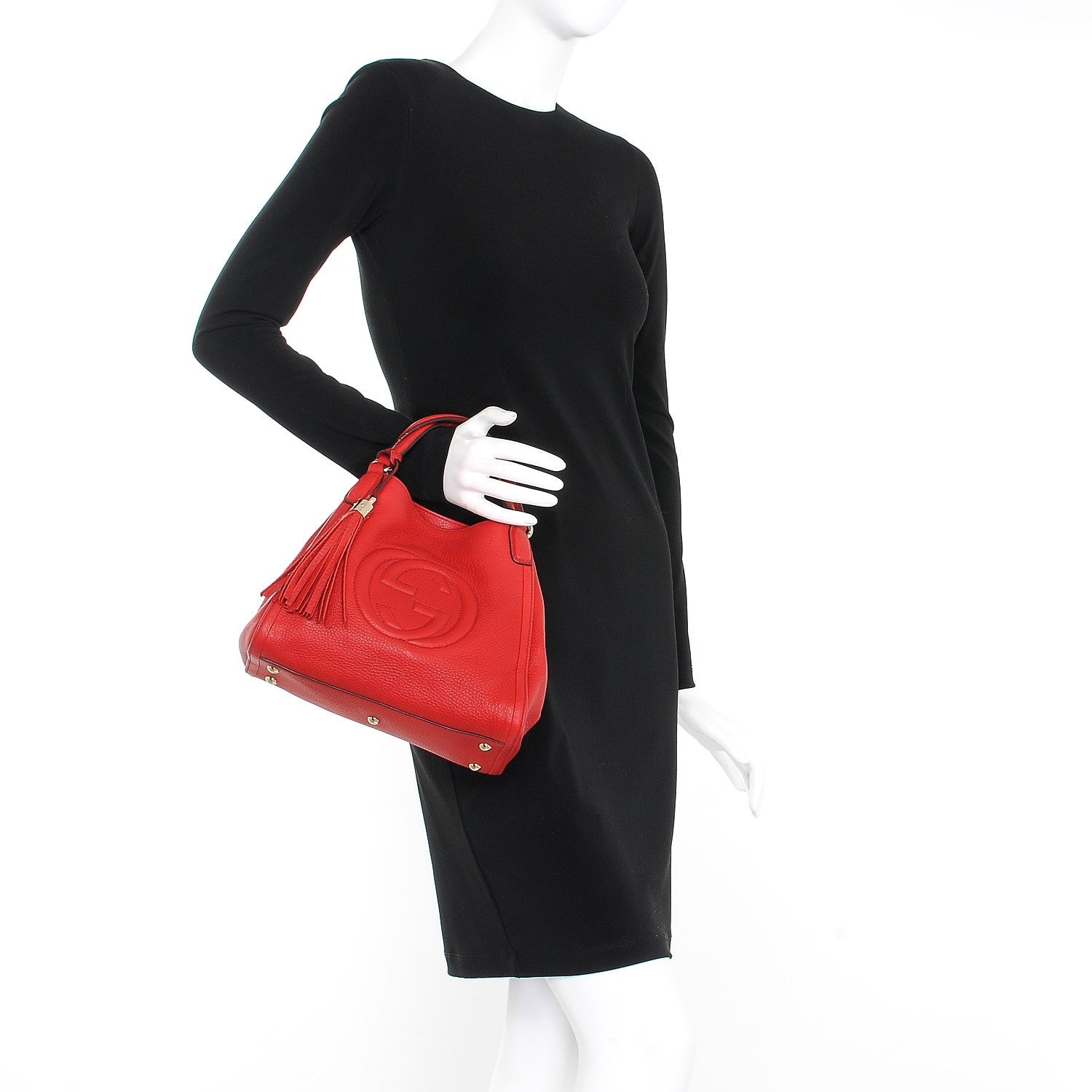 Gucci Pebbled Calfskin Small Soho Shoulder Bag Red 3 of 8