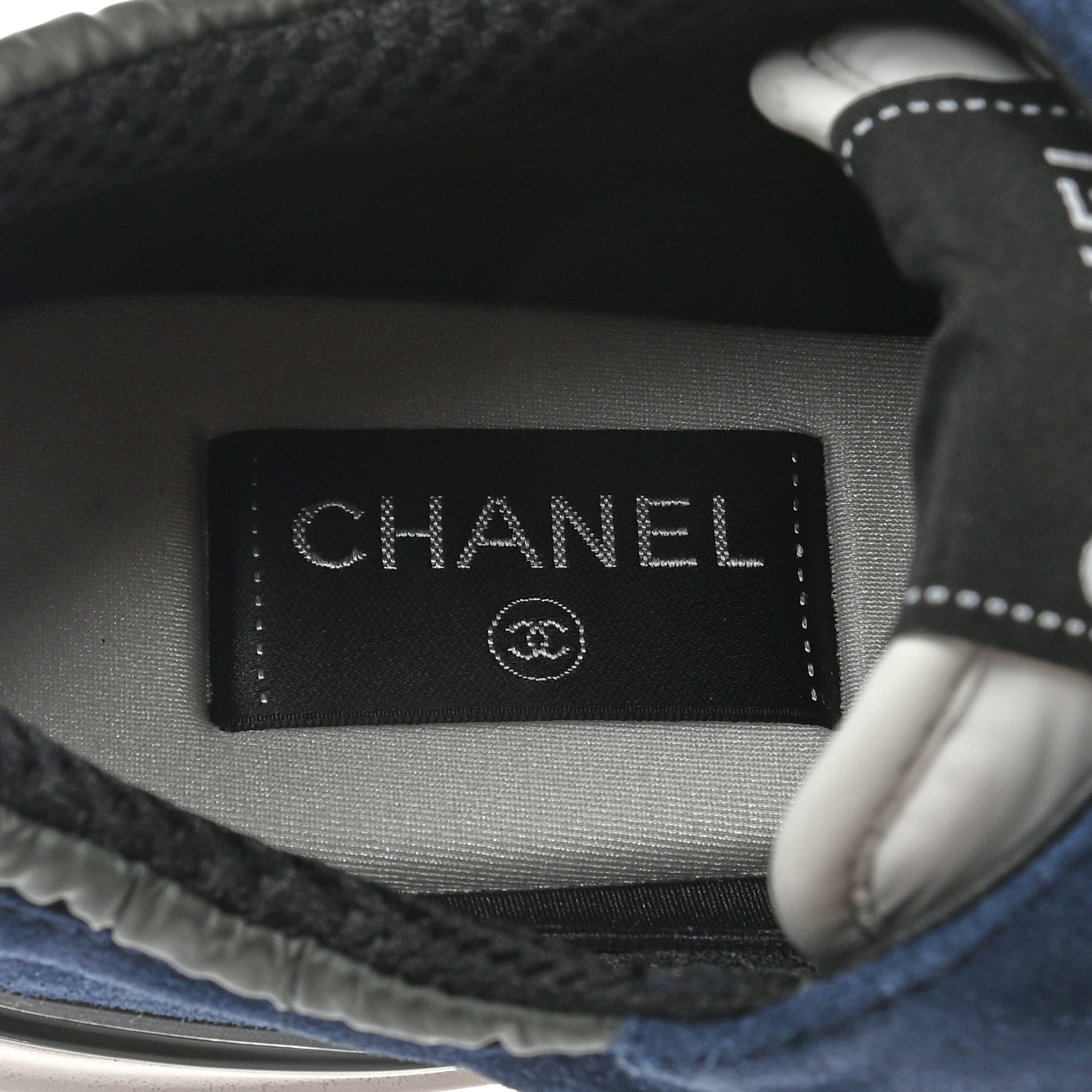 Chanel Suede Calfskin Mens CC Sneakers 43 Navy Green Black 6 of 7