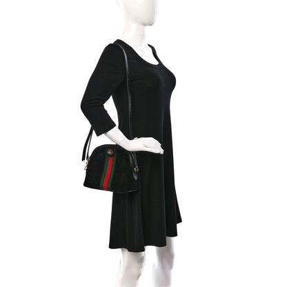 Gucci Suede Patent Web GG Small Ophidia Dome Shoulder Bag Black 2 of 9