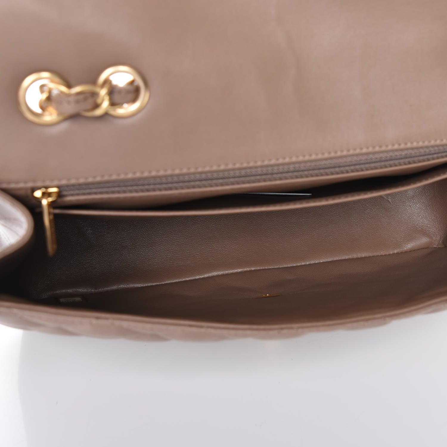 Chanel Lambskin Quilted Jumbo Single Flap Beige 5 of 9