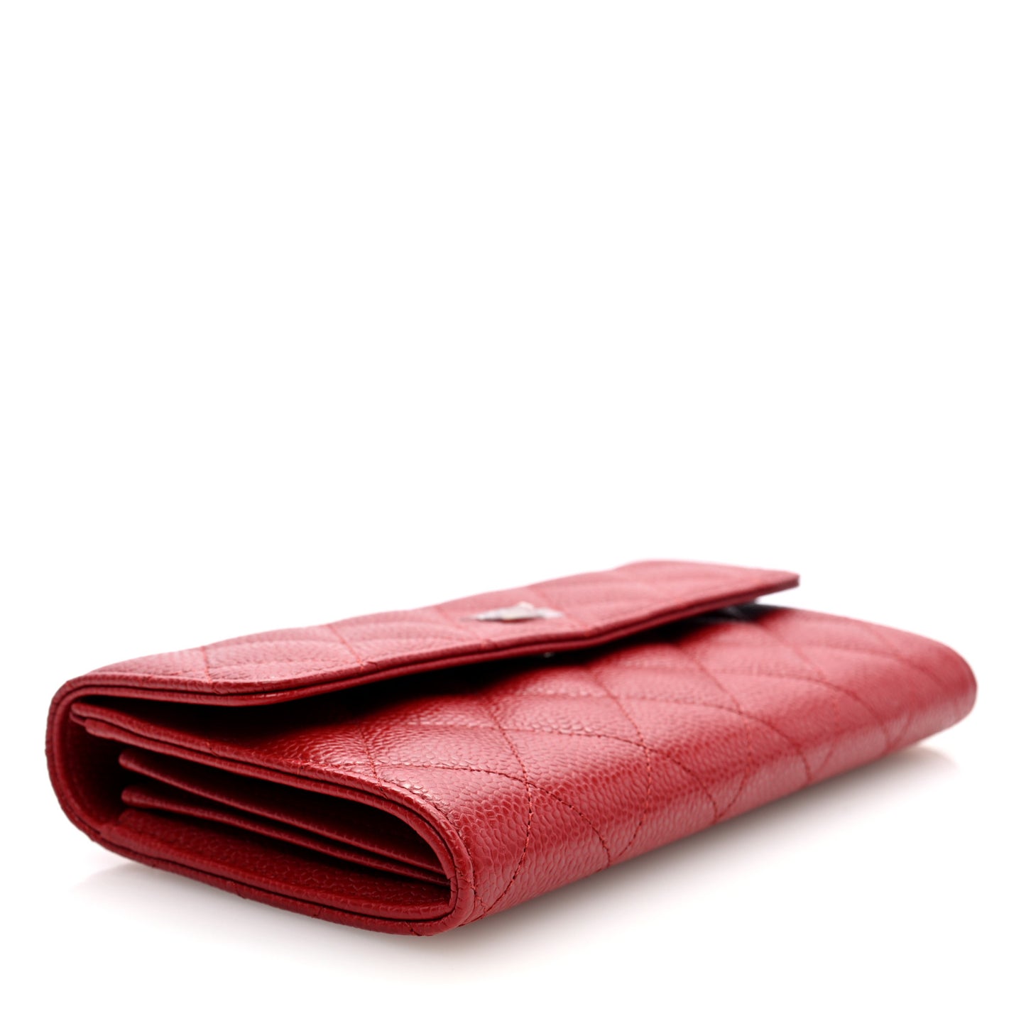 Caviar Quilted Large Gusset Flap Wallet Red