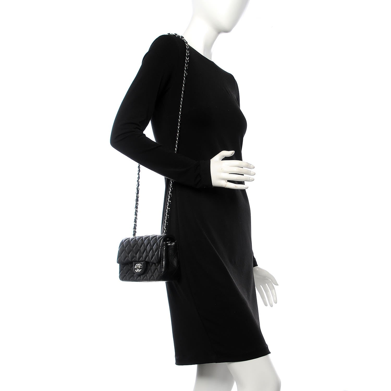 Chanel Lambskin Quilted Mini Rectangular Flap Black 2 of 8
