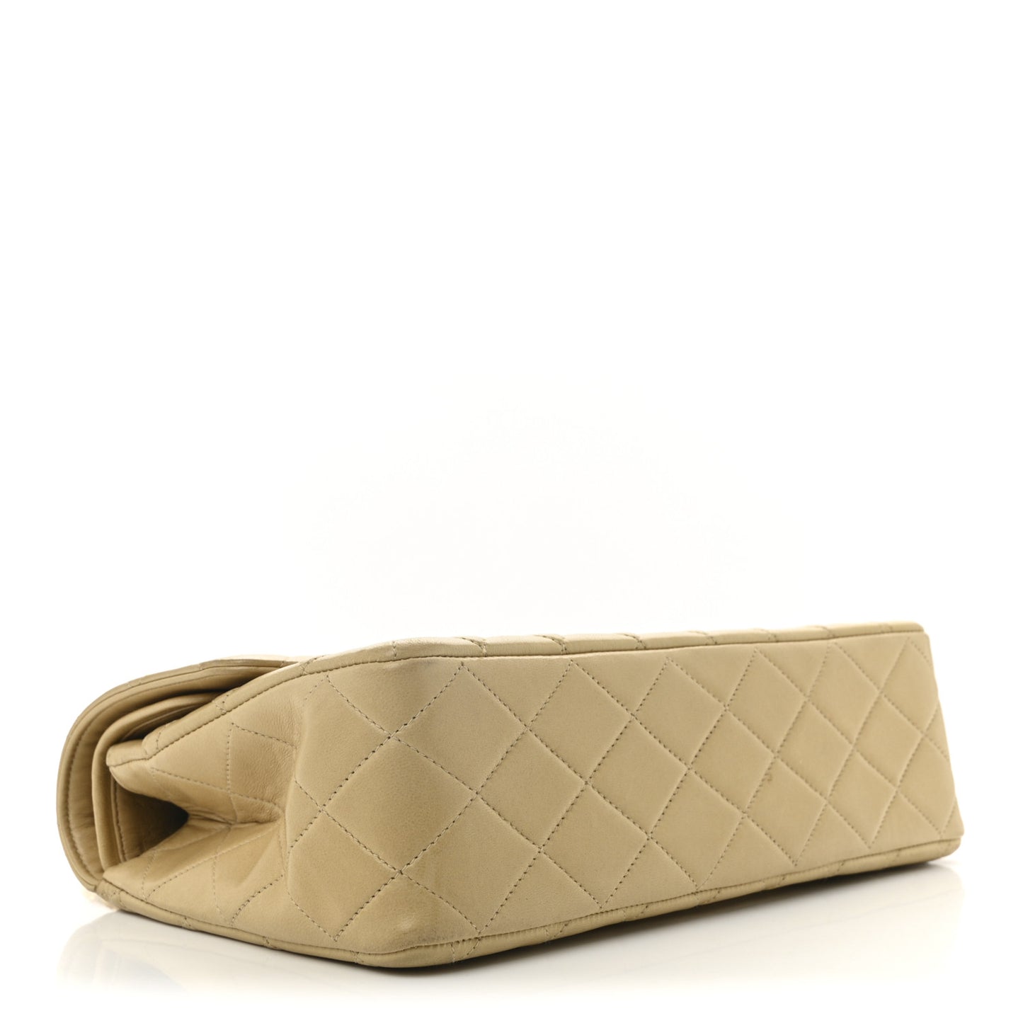Lambskin Quilted Medium Double Flap Beige