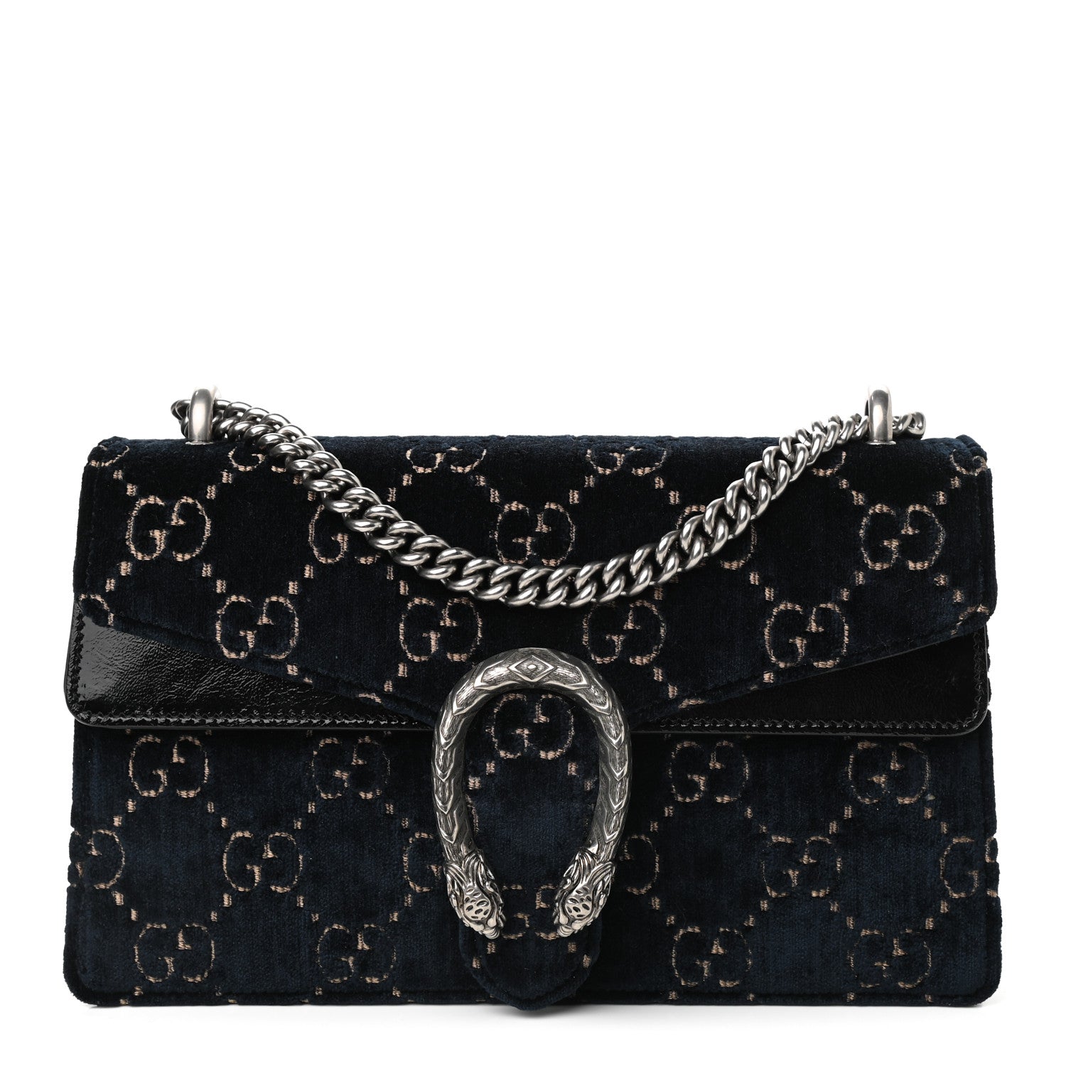 Gucci Velvet Skipper GG Monogram Small Dionysus Shoulder Bag Blue Beige Black 1 of 9