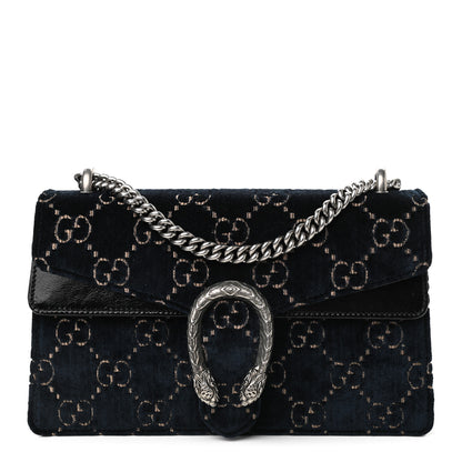 Gucci Velvet Skipper GG Monogram Small Dionysus Shoulder Bag Blue Beige Black 1 of 9