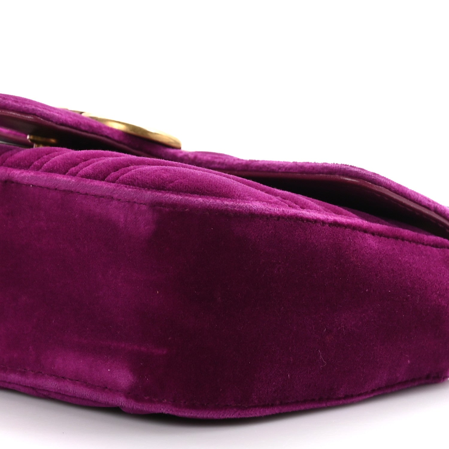 Gucci Velvet Matelasse Mini GG Marmont Shoulder Bag Fuchsia Violet Cyclamen 10 of 10