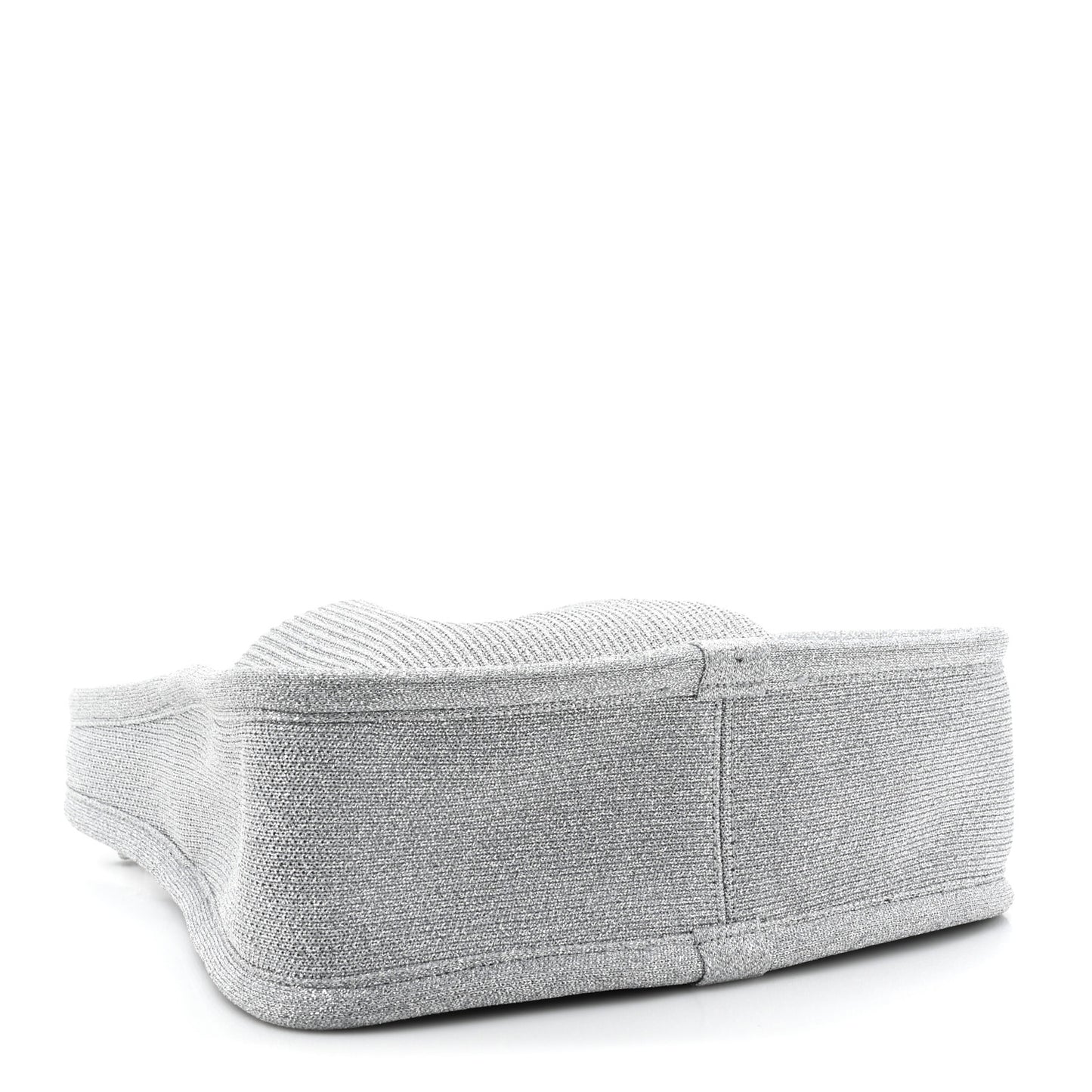 Metallic Ribbed Knit Small Ryan Bag Silver