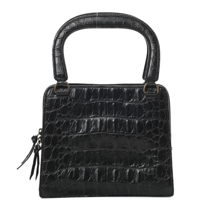 Miu Miu Calfskin Crocodile Embossed Top Handle Tote Black 1 of 12