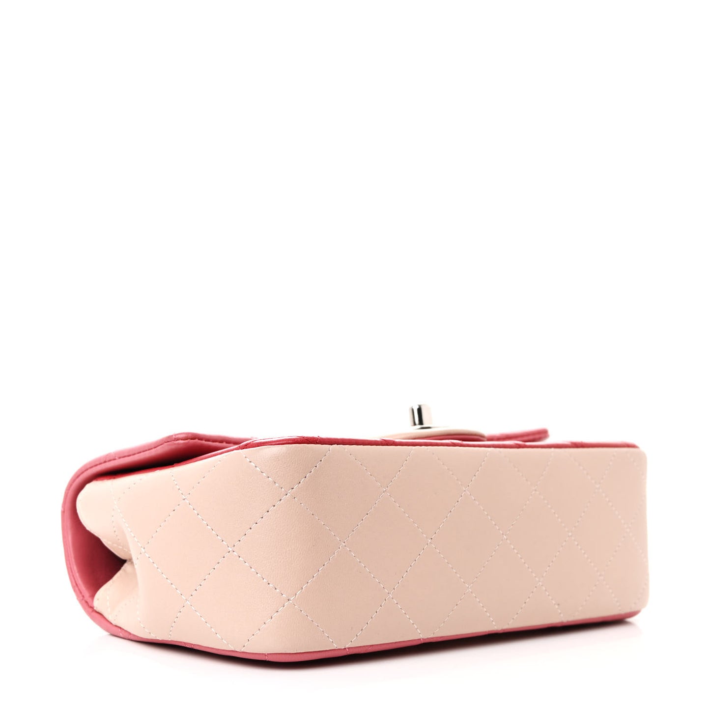 Lambskin Quilted Valentine Charms Tri-Color Mini Rectangular Flap Pink