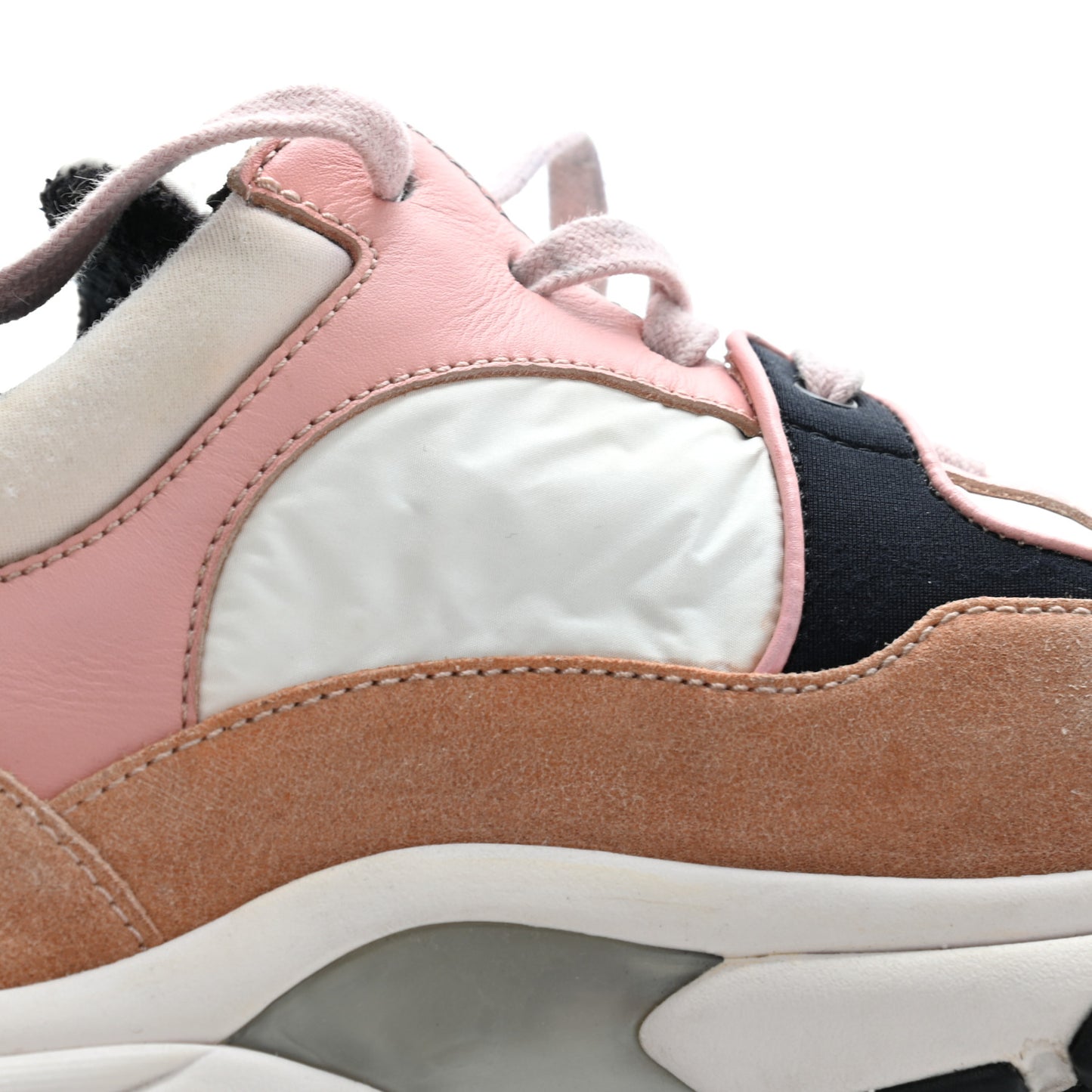 Nylon Lambskin Suede Calfskin CC Sneakers 36.5 Pink