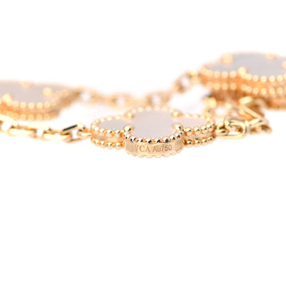 Van Cleef & Arpels 18K Yellow Gold Mother of Pearl 5 Motifs Vintage Alhambra Bracelet 5 of 7