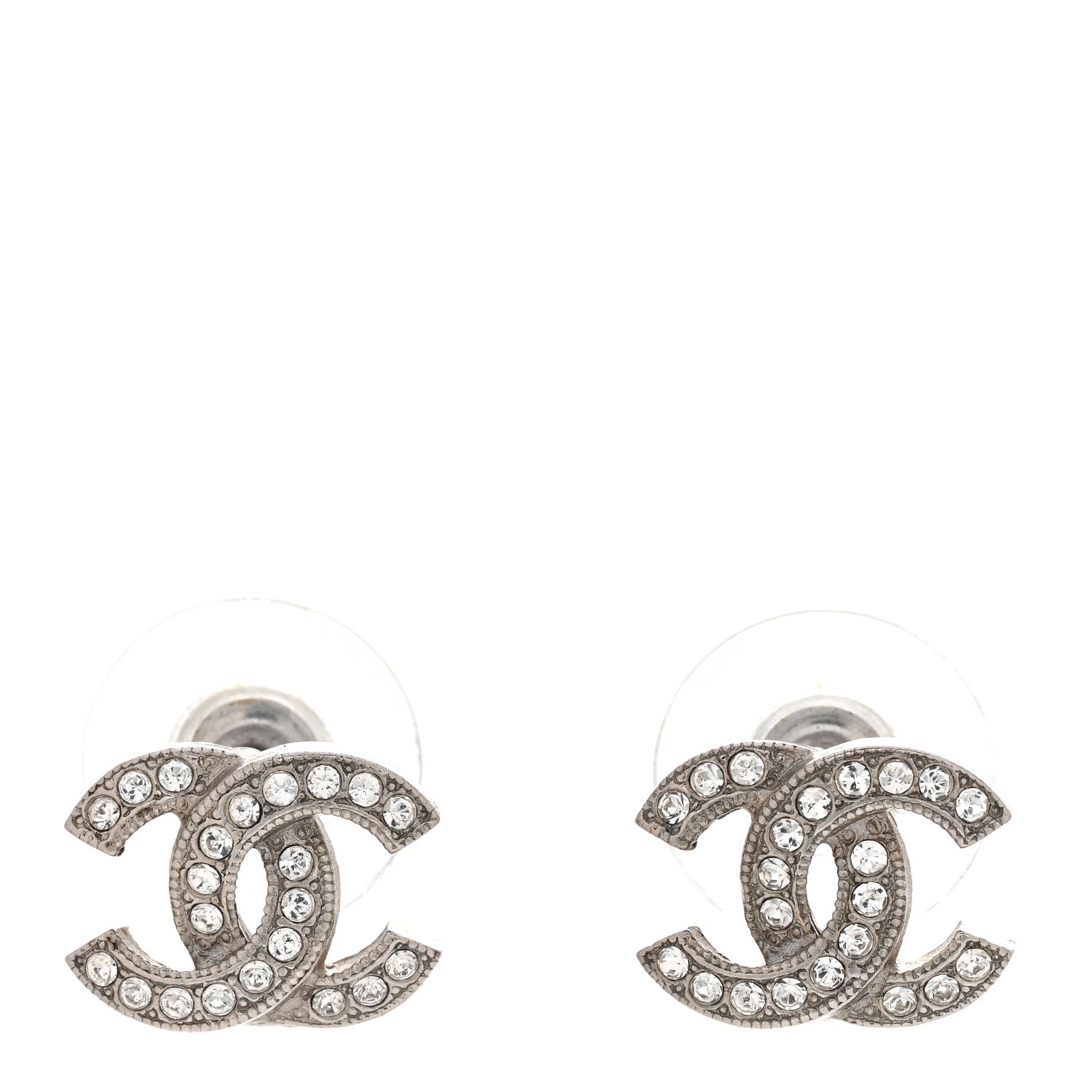 Chanel Crystal CC Earrings Silver 1 of 4