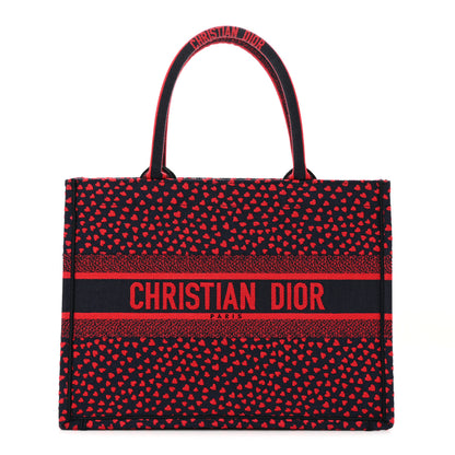 Christian Dior Canvas Embroidered Pop Heart I Love Paris Medium Book Tote Red Multicolor 1 of 11