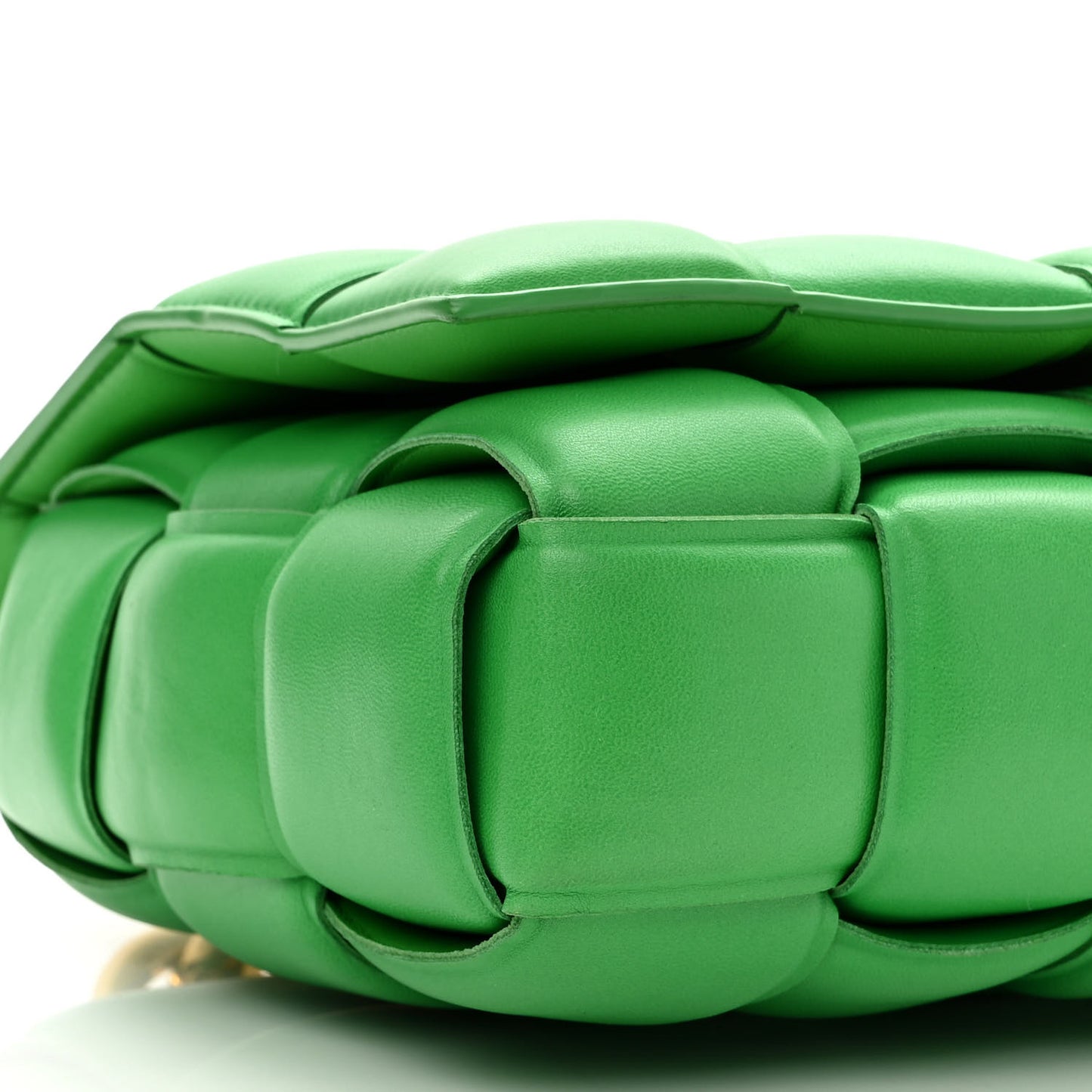 Lambskin Maxi Intreccio Padded Chain Cassette Crossbody Bag Grass