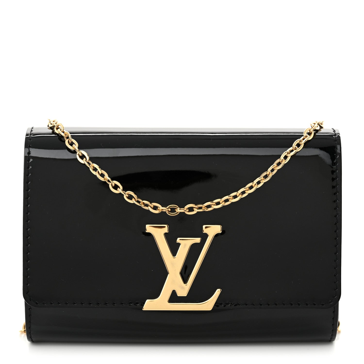 Louis Vuitton Patent Louise PM Chain Clutch Black 1 of 10