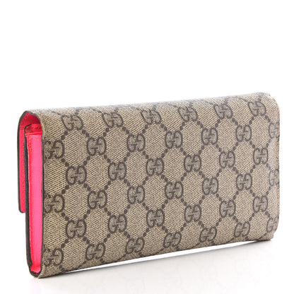 Gucci GG Supreme Monogram Continental Heart Wallet Fluorescent Fuchsia 2 of 12