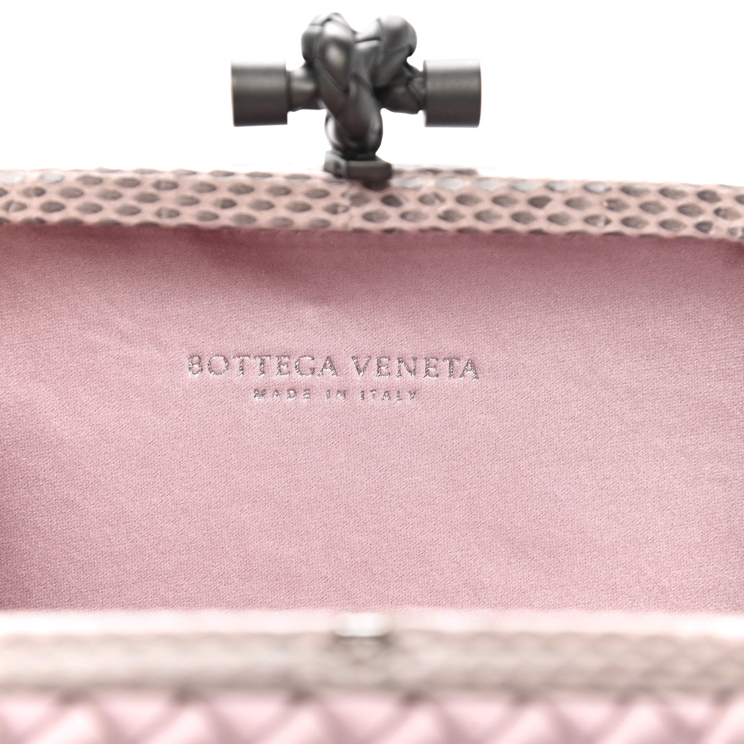 Bottega Veneta Satin Ayers Intrecciato Knot Clutch Pink 6 of 6