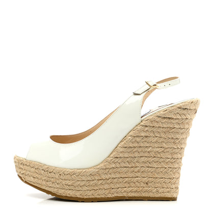 Jimmy Choo Patent 100 Wedge Sandal 38 White 1 of 8