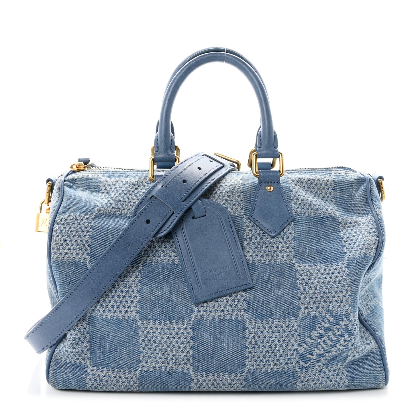 Damier Denim 3D Speedy Bandouliere 30 Denim Blue