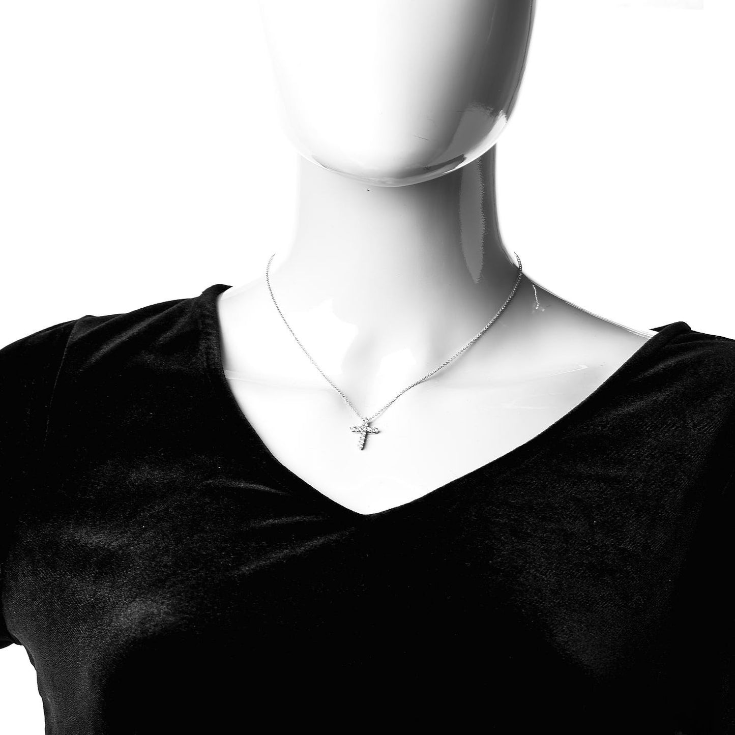 Platinum Diamond Small Cross Pendant Necklace