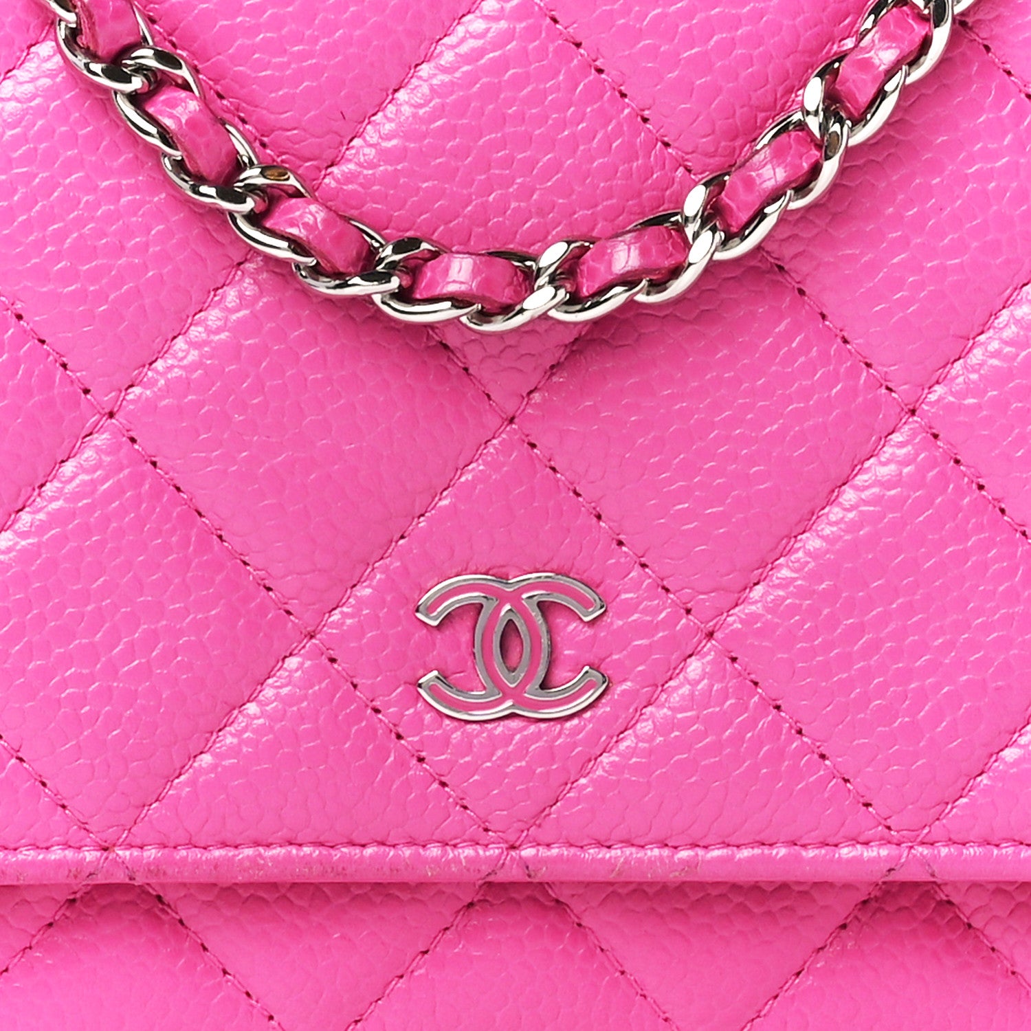 Chanel Caviar Quilted Wallet on Chain WOC Pink 8 of 13