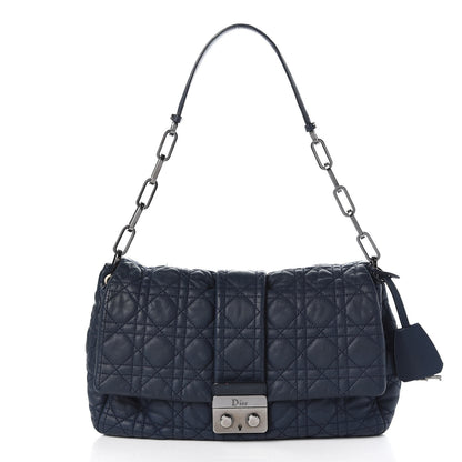 Christian Dior Lambskin Cannage Large New Lock Flap Bag Blue 1 of 17