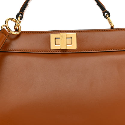 Fendi Vitello King Luxor Shiny Nappa Medium Peekaboo I SEE U East West Satchel Brandy Light Rose 8 of 11