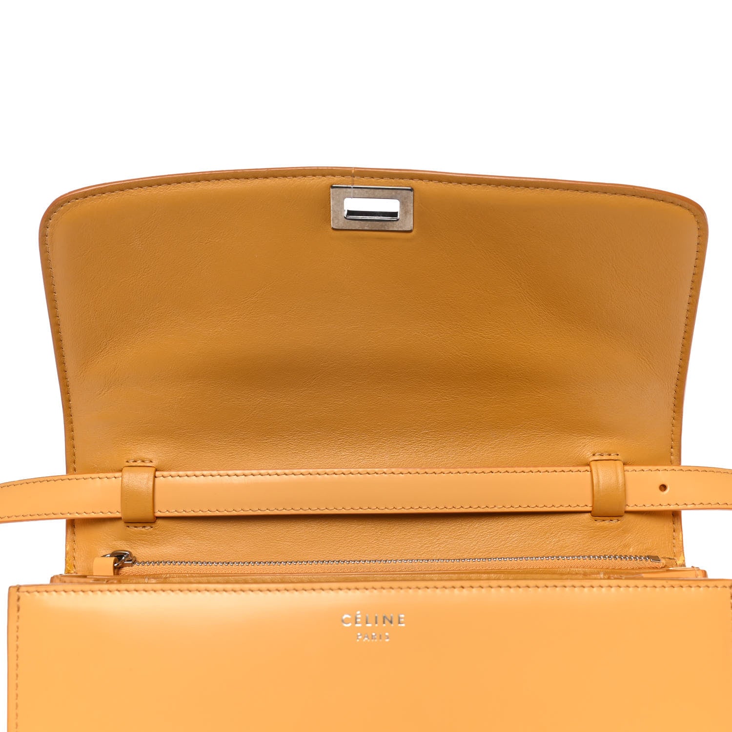 Celine Spazzolato Calfskin Medium Classic Box Flap Bag Daffodil 10 of 14