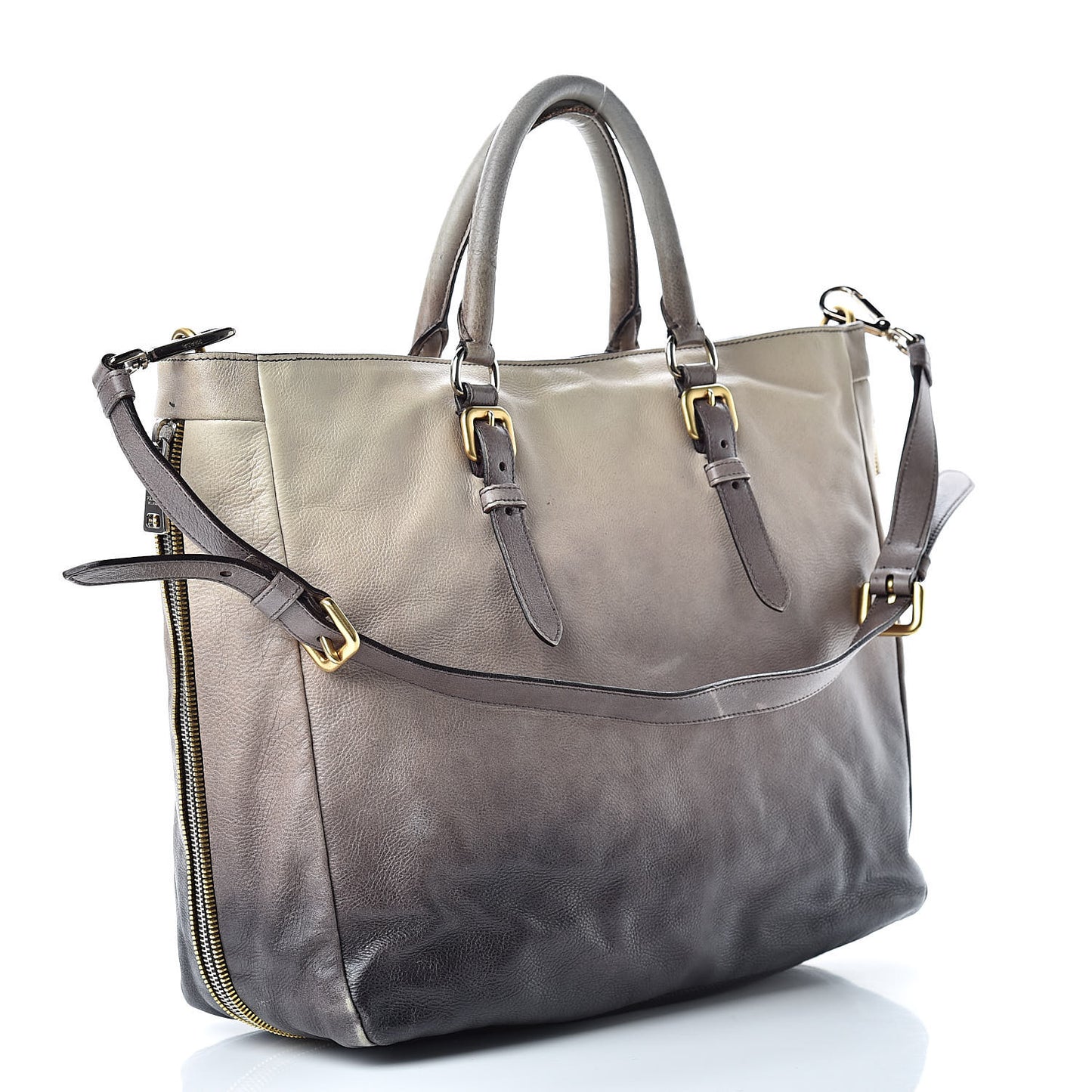 Cervo Lux Zippers Shopper Tote White Sfumato