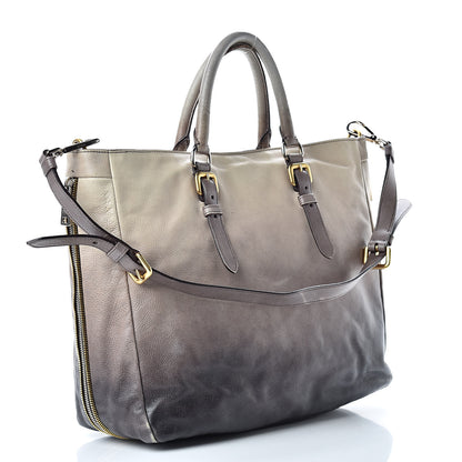 Prada Cervo Lux Zippers Shopper Tote White Sfumato 3 of 21