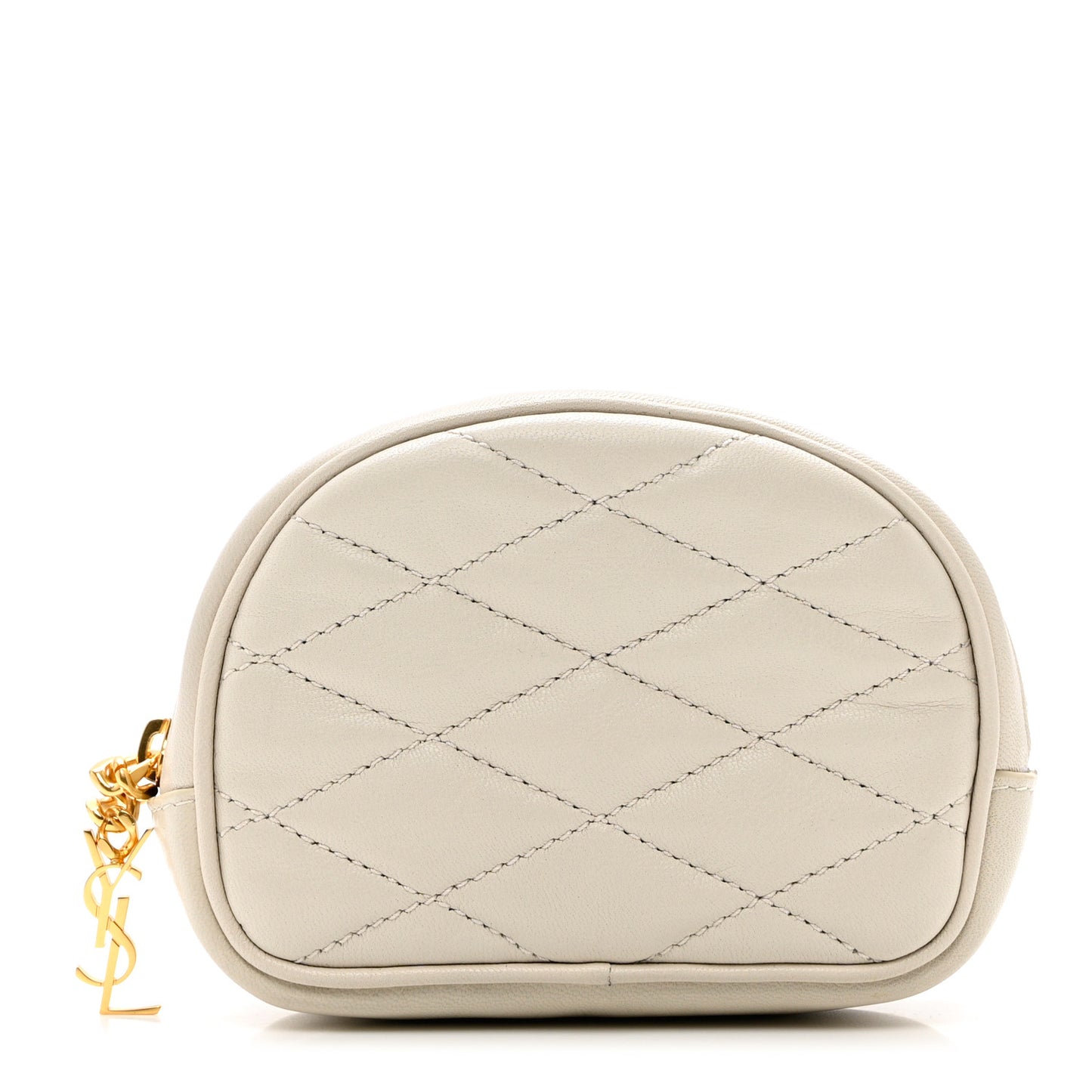 Lambskin Quilted Lolita Cosmetic Pouch Crema Soft