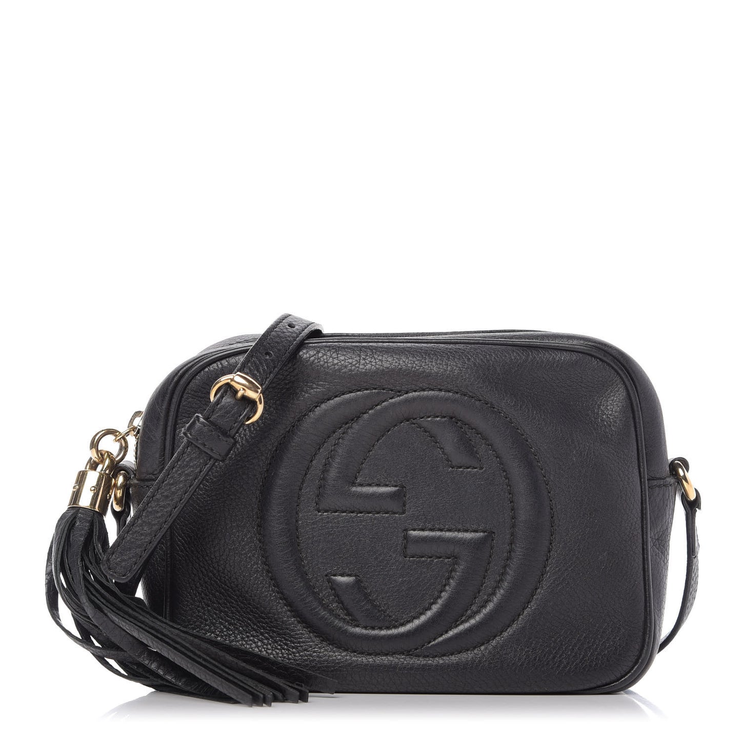 Pebbled Calfskin Small Soho Disco Bag Black
