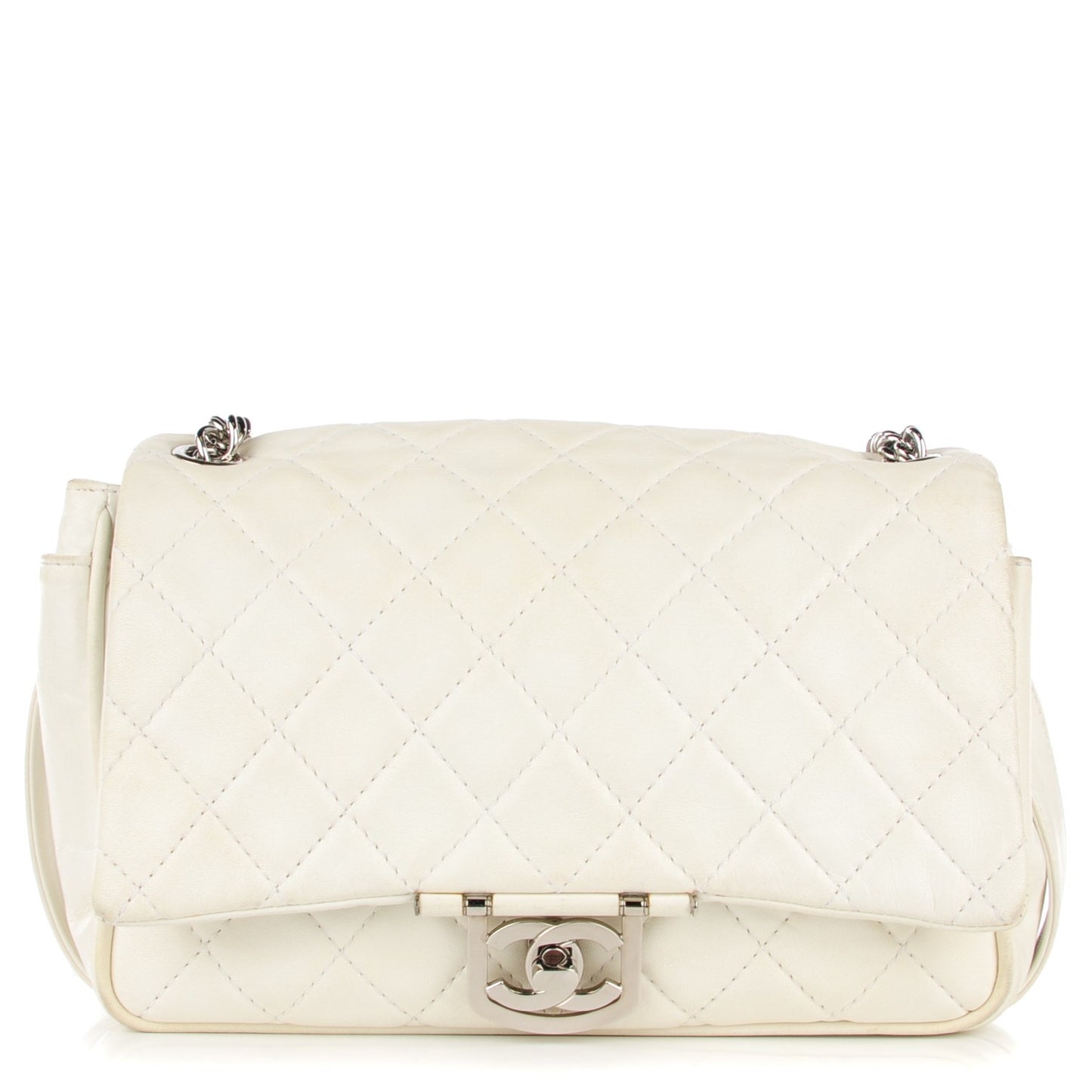 Lambskin Quilted Jumbo Icons Flap White