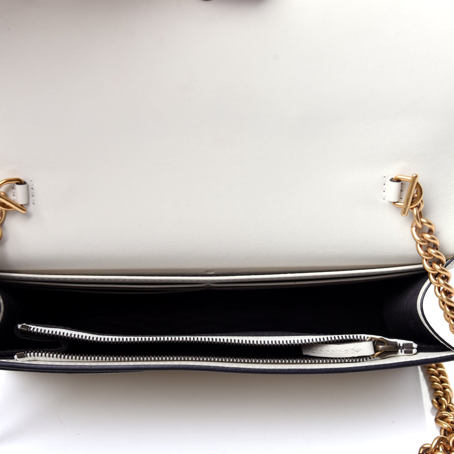 Calfskin Queen Margaret Chain Wallet White