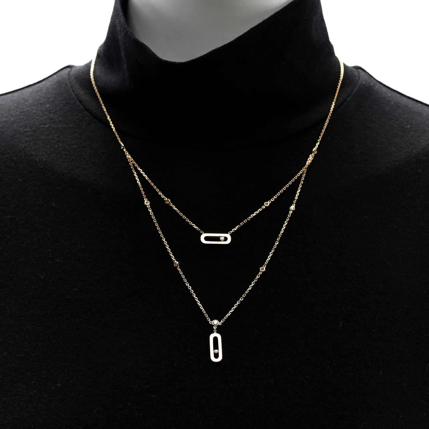 18K Yellow Gold Diamond Move Uno 2 Rows Necklace