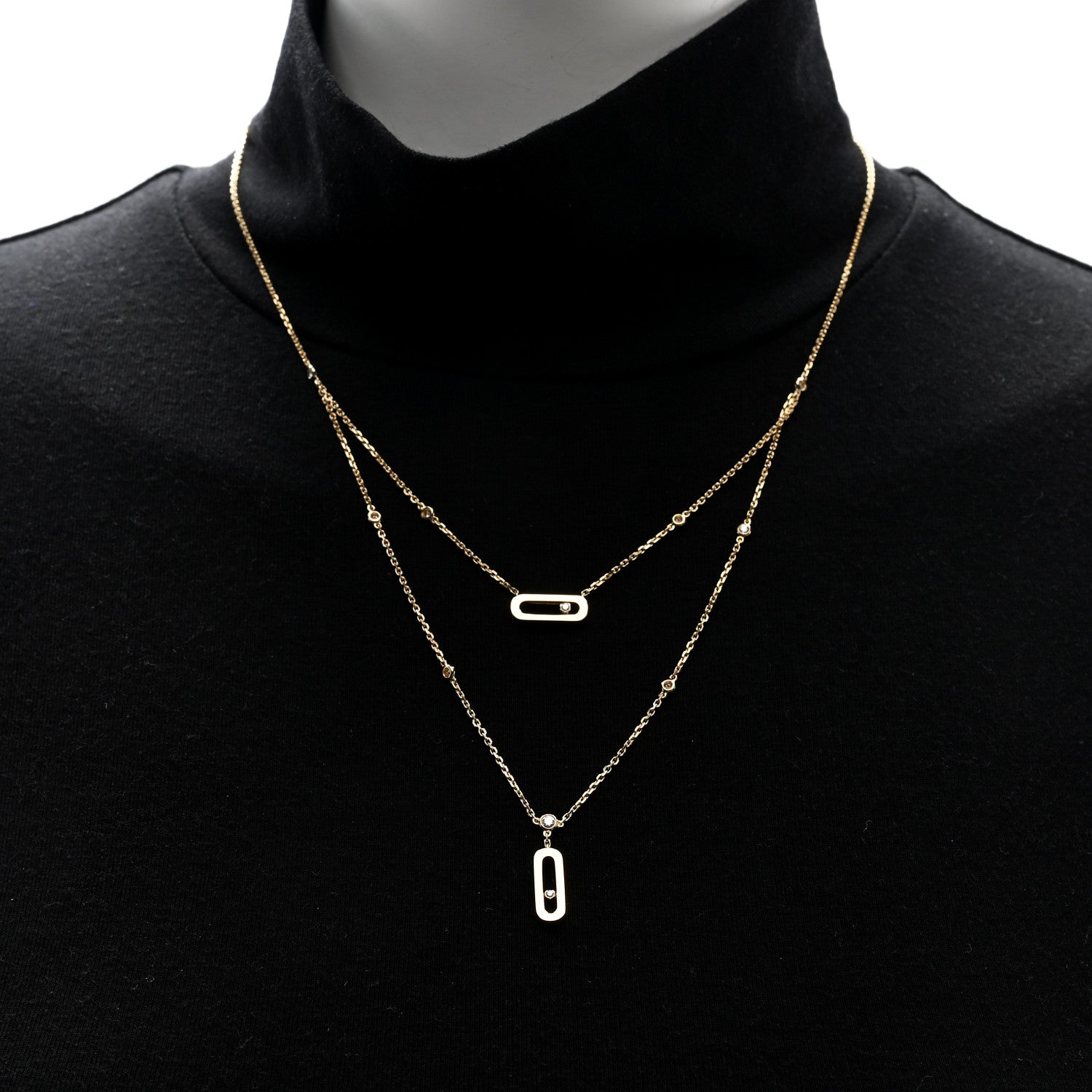 Messika 18K Yellow Gold Diamond Move Uno 2 Rows Necklace 3 of 9